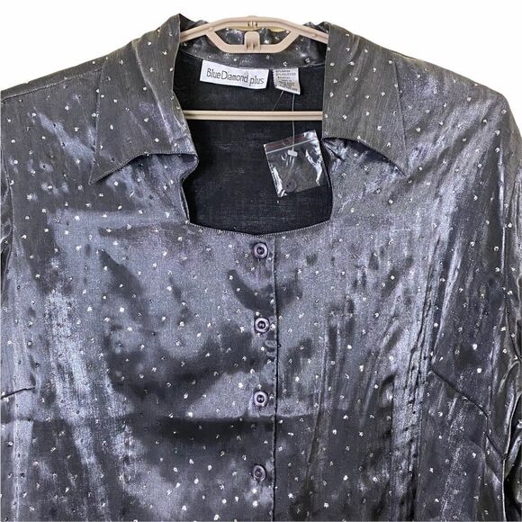 Blue Diamond Plus Metallic Silver Sparkles Shirt - Picture 2 of 7